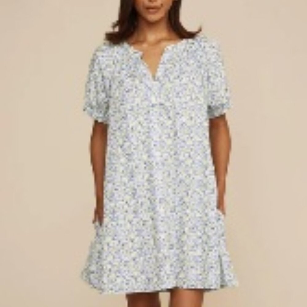 Piyama - Libby Lounge Dress - Cotton - Floret Blue - Small - NWT
